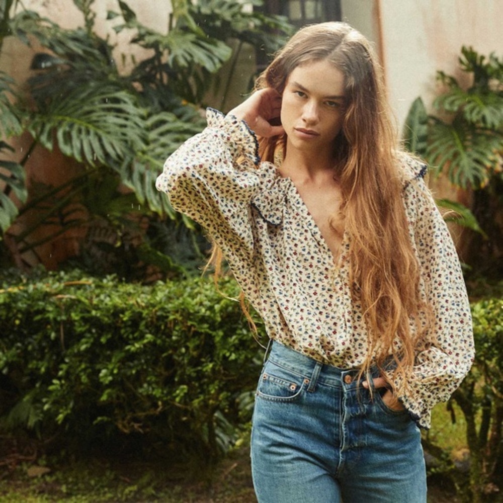 Size Small, Doen Seychelle top - in wild bayberry bloom